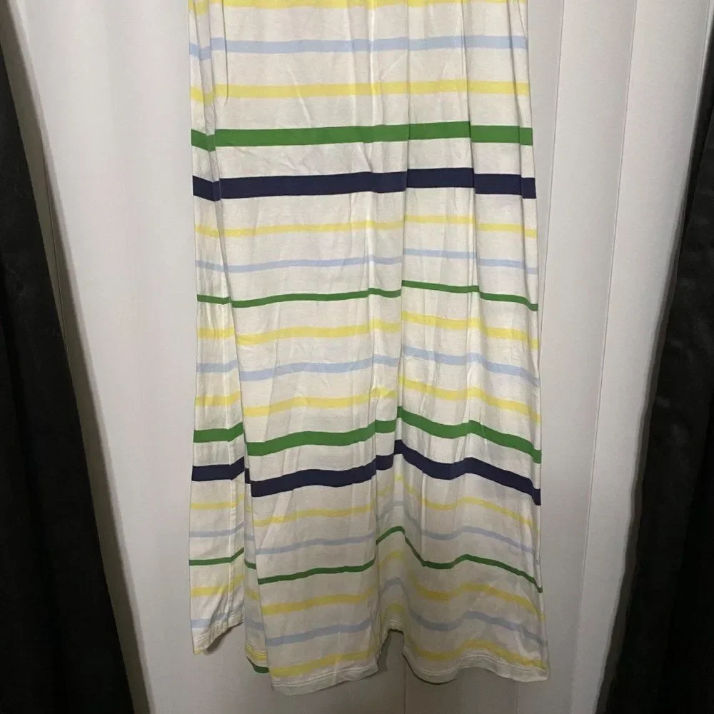 OldNavy green/yellow/blue striped strapless Maxi - Picture 2 of 5